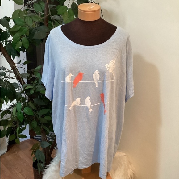 St. John's Bay Tops - St John’s Bay short sleeve crew neck tee bird themed Woman’s size 4X